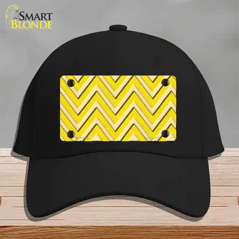 Yellow Light Yellow Large Chevron Novelty License Plate Hat Cotton / Black