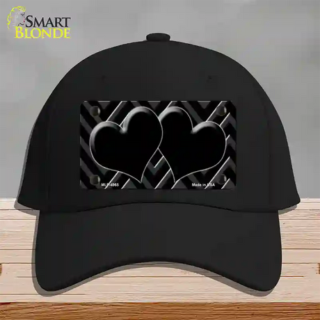 Black Light Black Chevon Heart Center Novelty License Plate Hat Cotton / Black