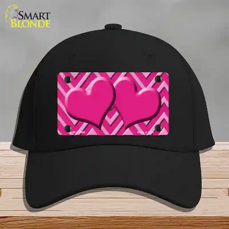 Pink Light Pink Heart Large Chevron Novelty License Plate Hat Cotton / Black