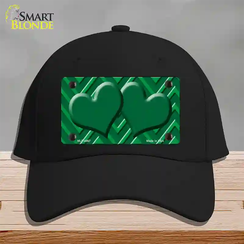 Green Light Green Heart Large Chevron Novelty License Plate Hat Cotton / Black