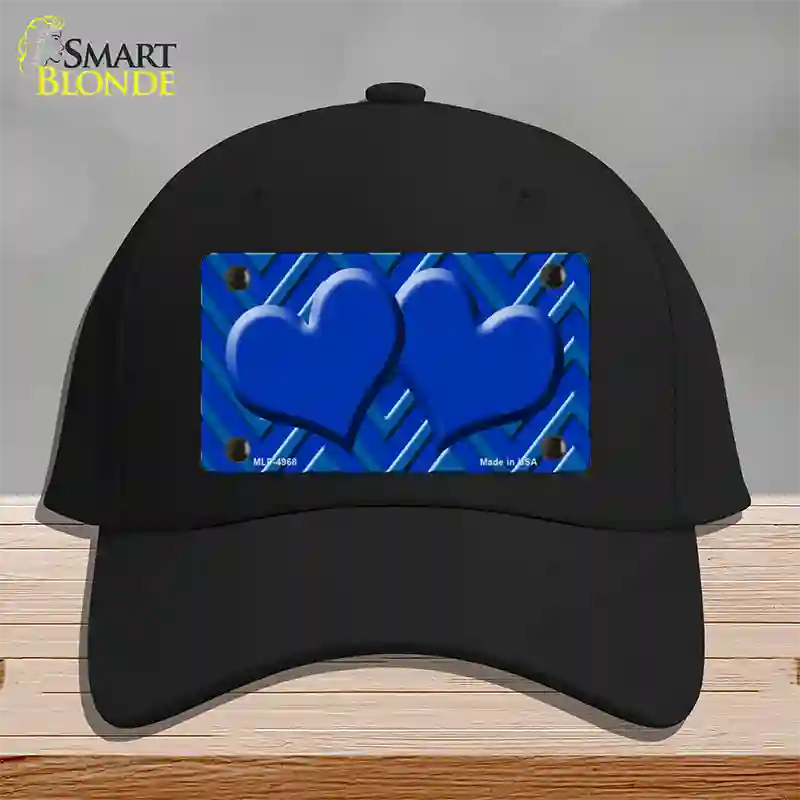 Blue Light Blue Heart Large Chevron Novelty License Plate Hat Cotton / Black