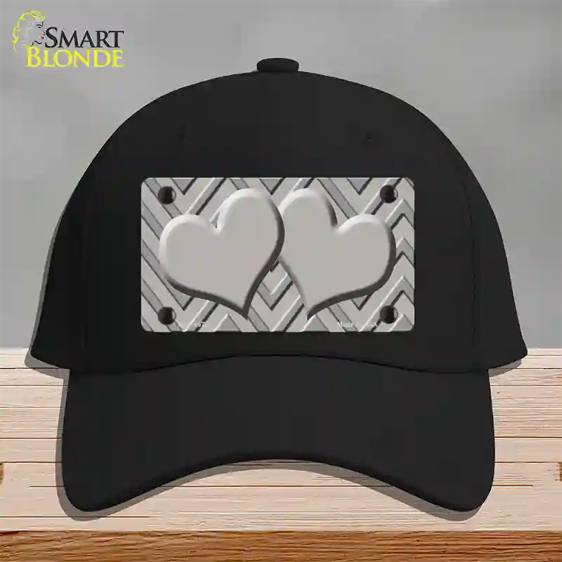 Grey Light Grey Heart Large Chevron Novelty License Plate Hat Cotton / Black