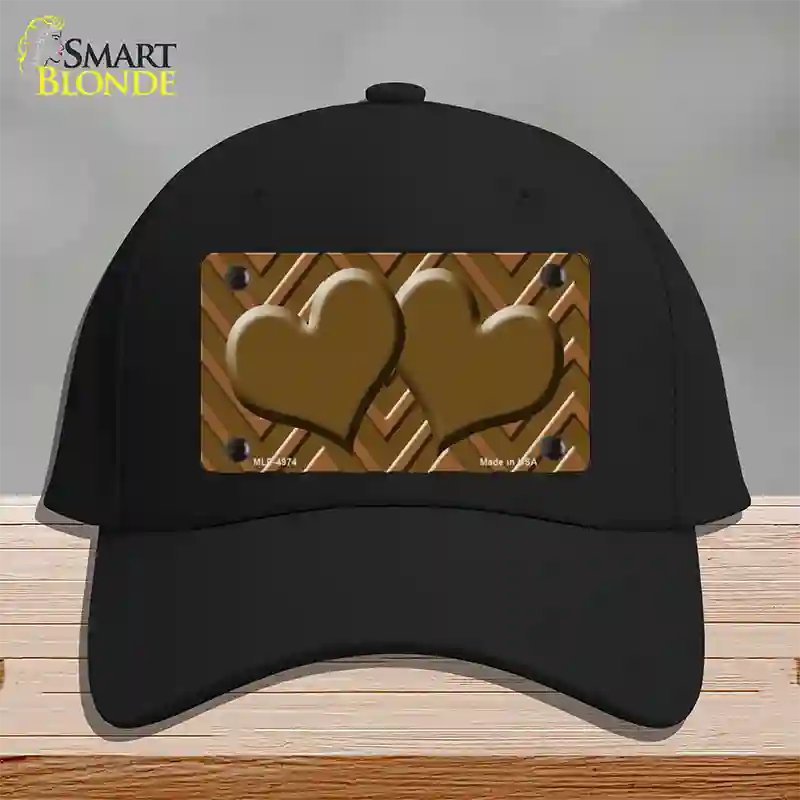 Brown Light Brown Heart Large Chevron Novelty License Plate Hat Cotton / Black