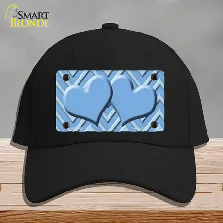 Light Blue Lighter Blue Heart Large Chevron Novelty License Plate Hat Cotton / Black