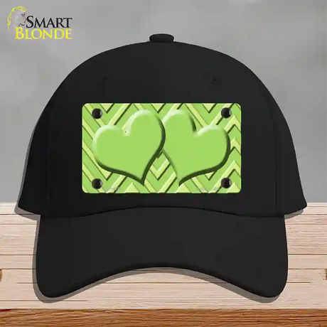 Lime Green Lighter Lime Green Heart Large Chevron Novelty License Plate Hat Cotton / Black