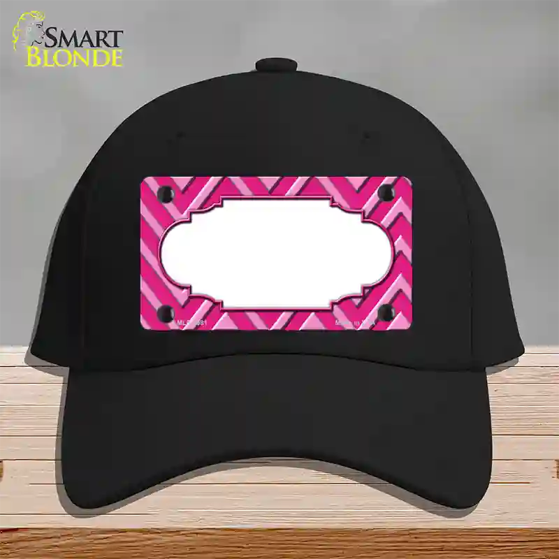 Pink Light Pink Scallop Large Chevron Novelty License Plate Hat Cotton / Black