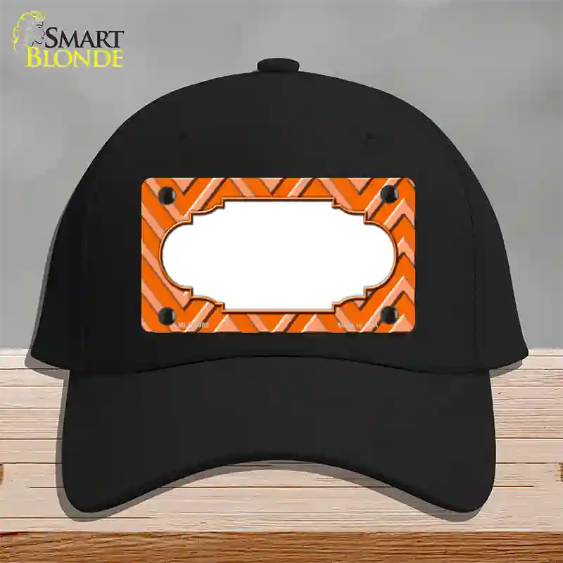 Orange Light Orange Scallop Large Chevron Novelty License Plate Hat Cotton / Black