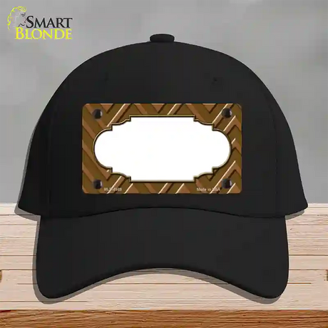 Brown Light Brown Scallop Large Chevron Novelty License Plate Hat Cotton / Black