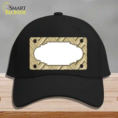 Gold Light Gold Scallop Large Chevron Novelty License Plate Hat Cotton / Black