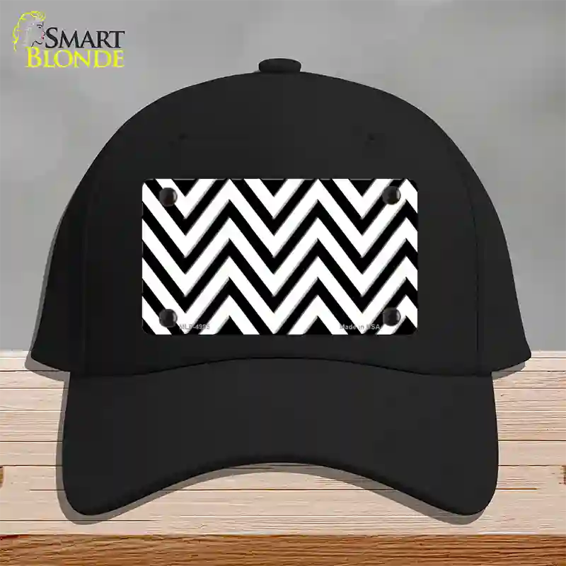 White Black Large Chevron Novelty License Plate Hat Cotton / Black