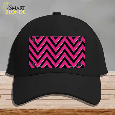 Pink Black Large Chevron Novelty License Plate Hat Cotton / Black