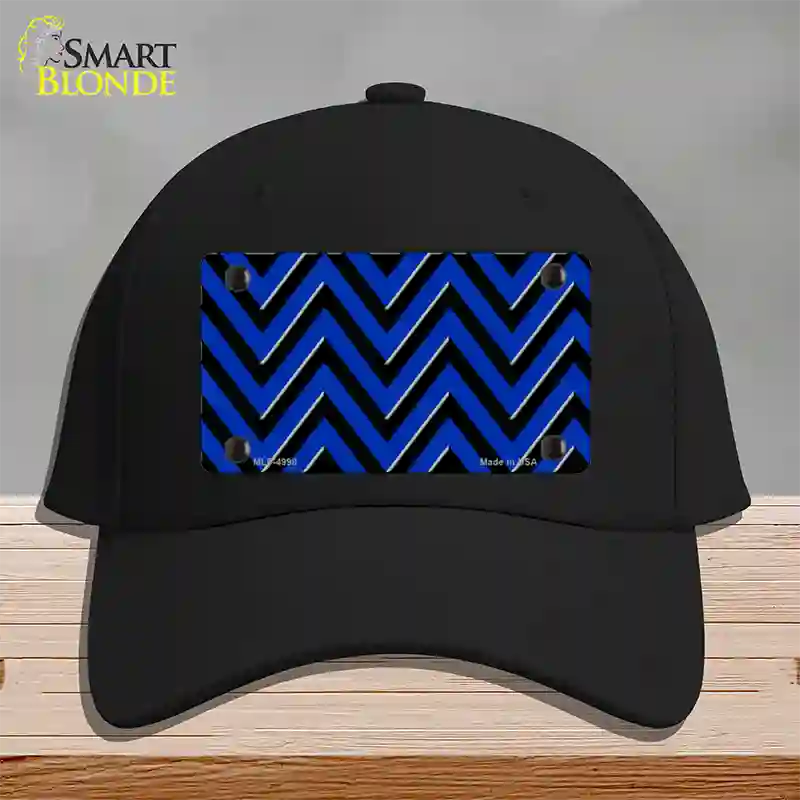 Blue Black Large Chevron Novelty License Plate Hat Cotton / Black