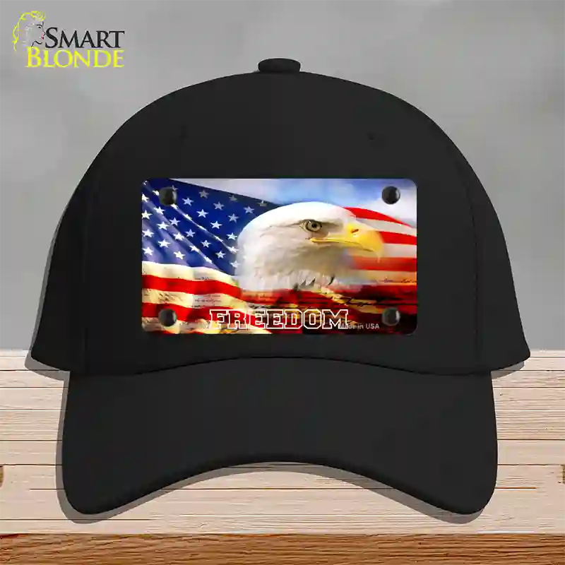 Freedom Bald Eagle Novelty License Plate Hat Cotton / Black