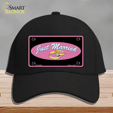 Just Married Novelty License Plate Hat Cotton / Black