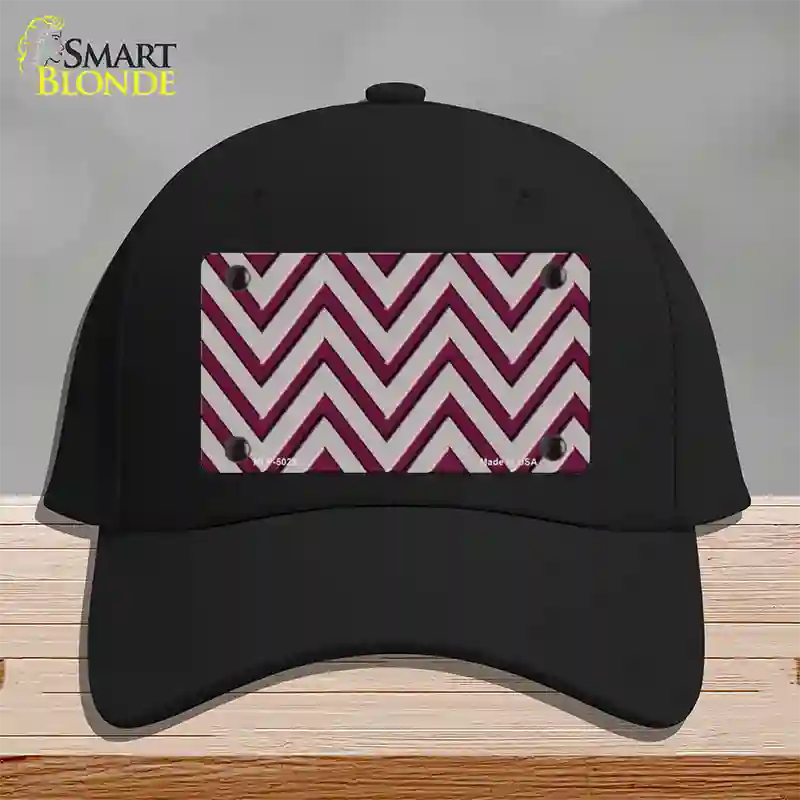 Maroon Grey Chevron Novelty License Plate Hat Cotton / Black