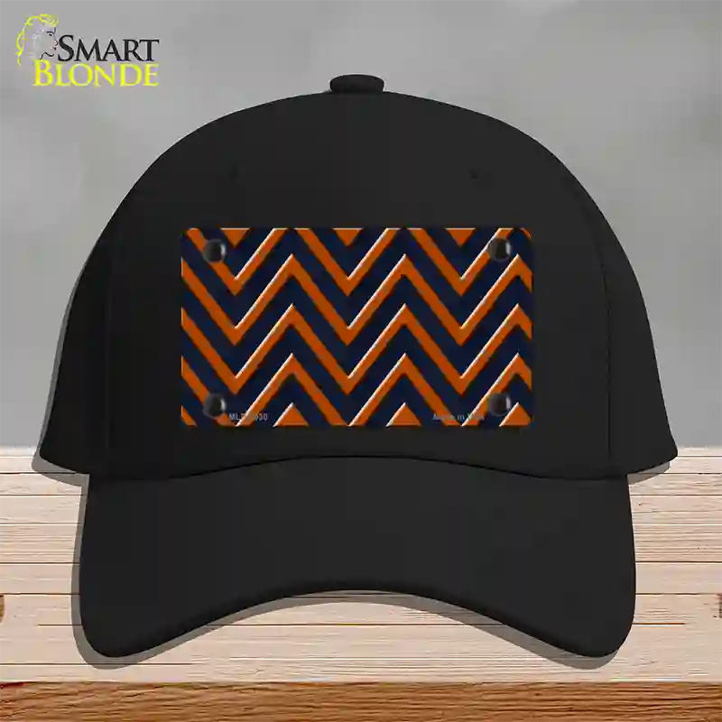 Orange Navy Blue Chevron Novelty License Plate Hat Cotton / Black