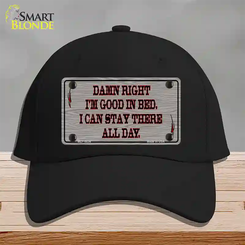 Im Good In Bed Novelty License Plate Hat Cotton / Black