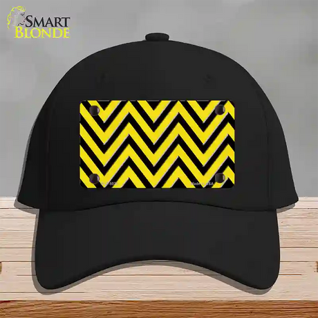 Yellow Black Chevron Novelty License Plate Hat Cotton / Black