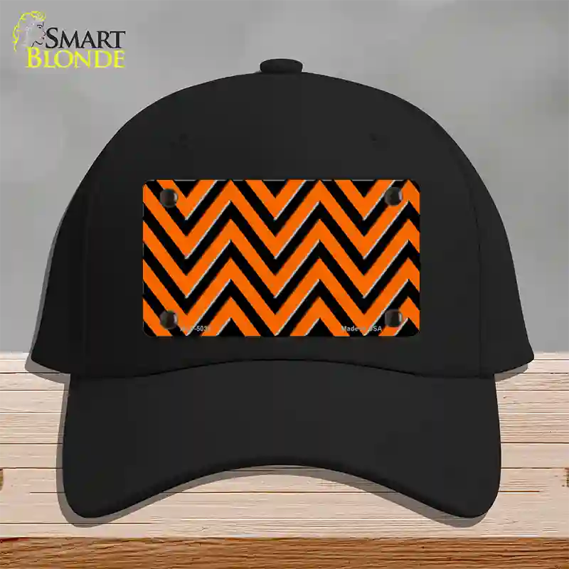 Orange Black Chevron Novelty License Plate Hat Cotton / Black