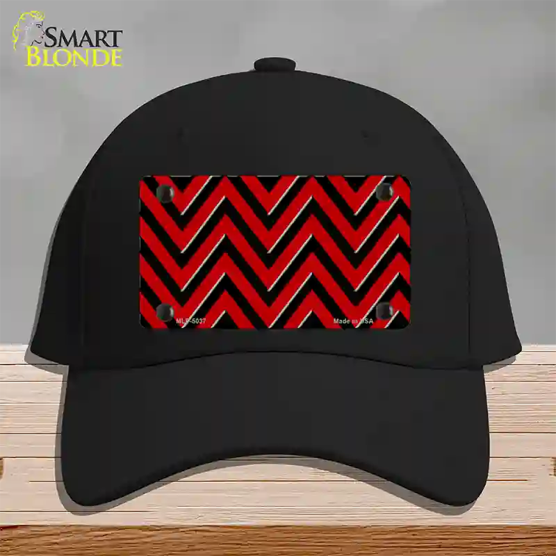 Red Black Chevron Novelty License Plate Hat Cotton / Black