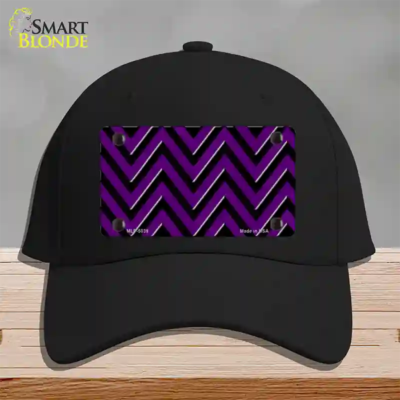 Purple Black Chevron Novelty License Plate Hat Cotton / Black