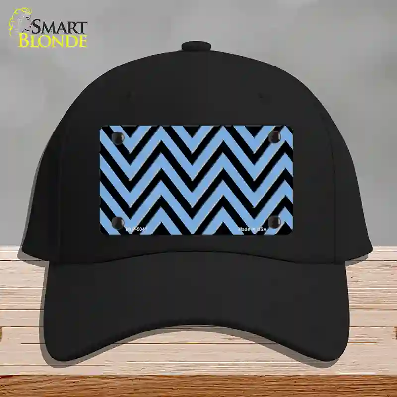 Light Blue Black Chevron Novelty License Plate Hat Cotton / Black