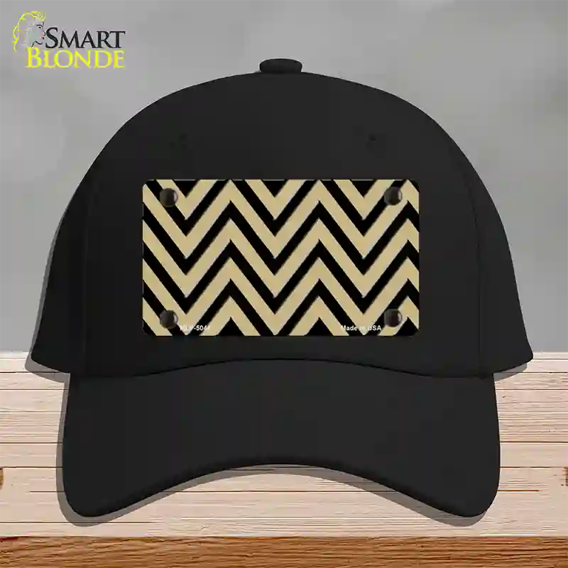 Gold Black Chevron Novelty License Plate Hat Cotton / Black