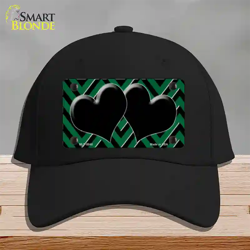 Green Black Chevon Hearts Novelty License Plate Hat Cotton / Black