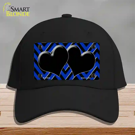 Blue Black Chevon Hearts Novelty License Plate Hat Cotton / Black