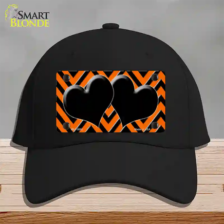 Orange Black Chevon Hearts Novelty License Plate Hat Cotton / Black