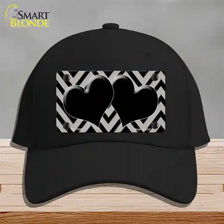 Grey Black Chevon Hearts Novelty License Plate Hat Cotton / Black