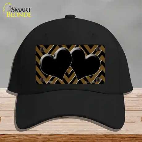 Brown Black Chevon Hearts Novelty License Plate Hat Cotton / Black