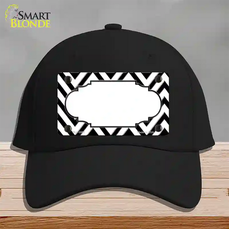 White Black Chevron Scallop Novelty License Plate Hat Cotton / Black