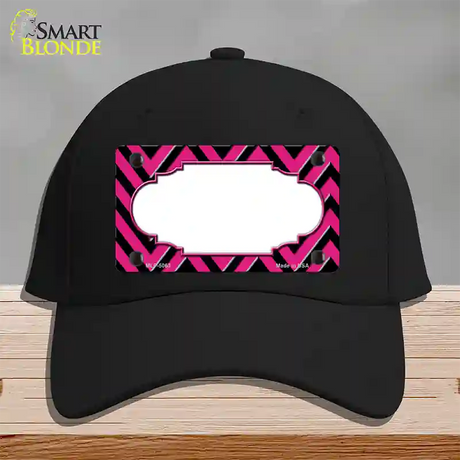 Pink Black Chevron Scallop Novelty License Plate Hat Cotton / Black