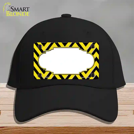 Yellow Black Chevron Scallop Novelty License Plate Hat Cotton / Black