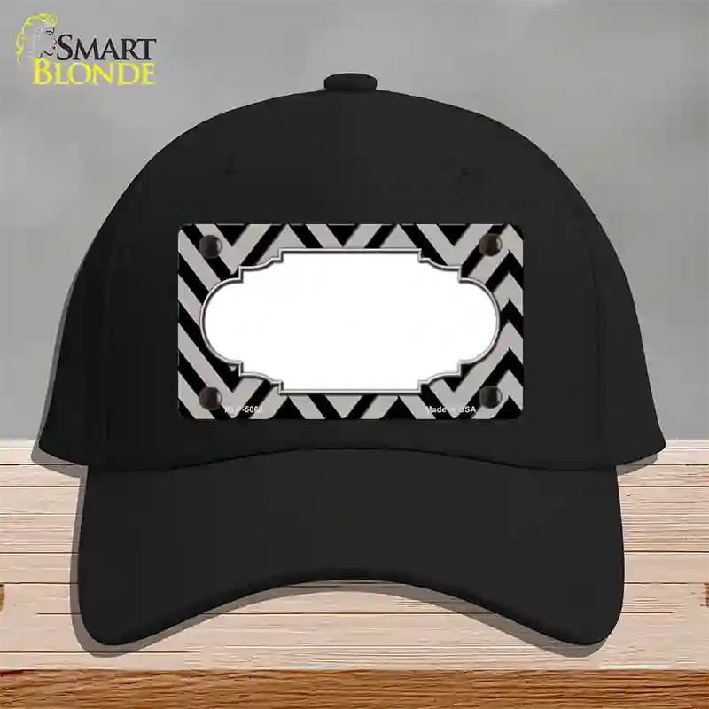 Grey Black Chevron Scallop Novelty License Plate Hat Cotton / Black