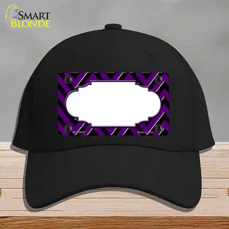 Purple Black Chevron Scallop Novelty License Plate Hat Cotton / Black