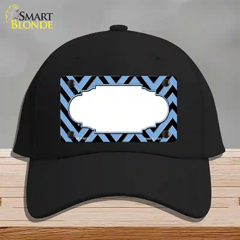 Light Blue Black Chevron Scallop Novelty License Plate Hat Cotton / Black