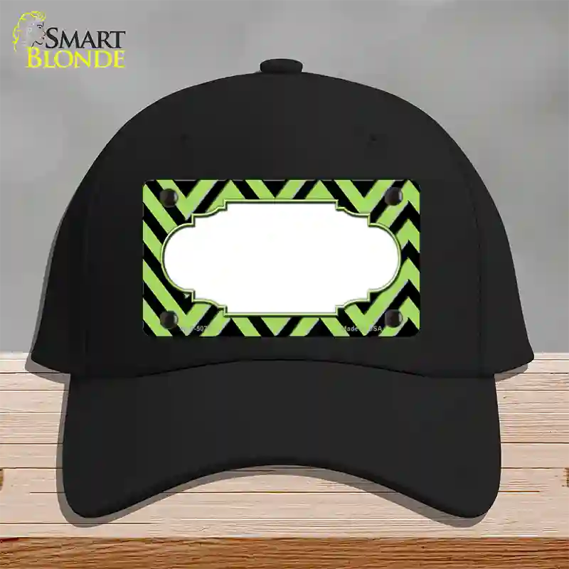 Lime Green Black Chevron Scallop Novelty License Plate Hat Cotton / Black