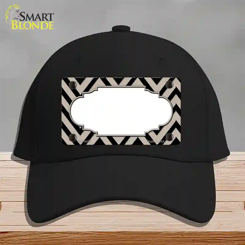 Tan Black Chevron Scallop Novelty License Plate Hat Cotton / Black