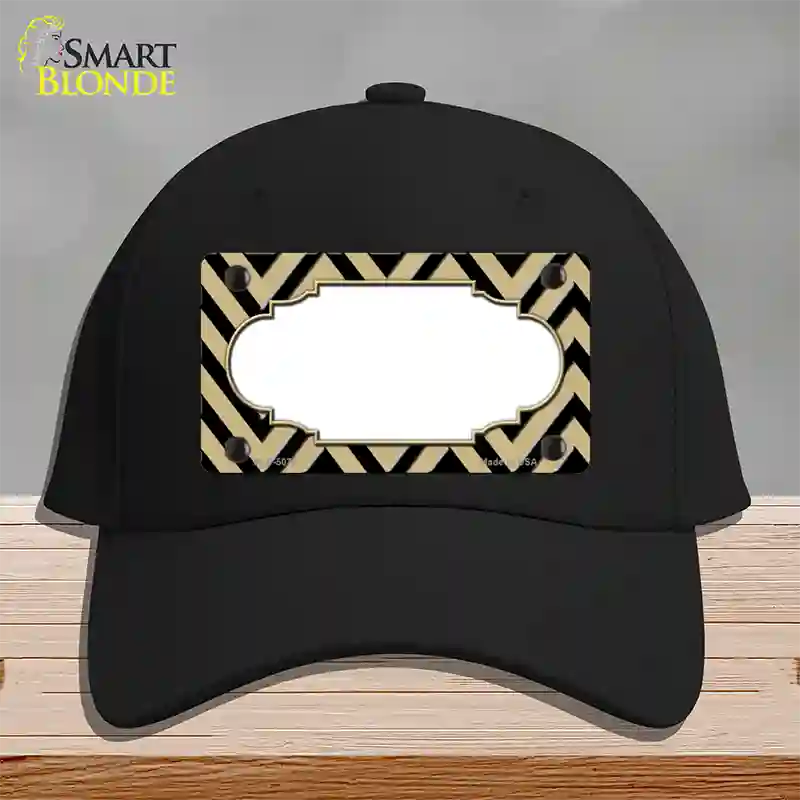 Gold Black Chevron Scallop Novelty License Plate Hat Cotton / Black