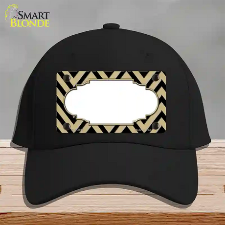 Gold Black Chevron Scallop Novelty License Plate Hat Cotton / Black