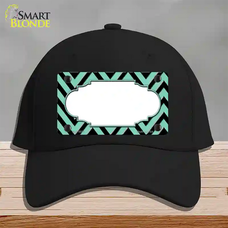 Mint Black Chevron Scallop Novelty License Plate Hat Cotton / Black