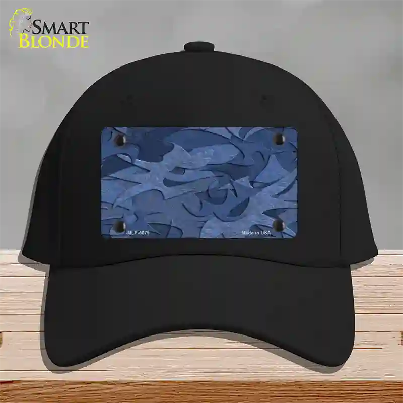 Camouflage Solid Blue Novelty License Plate Hat Cotton / Black