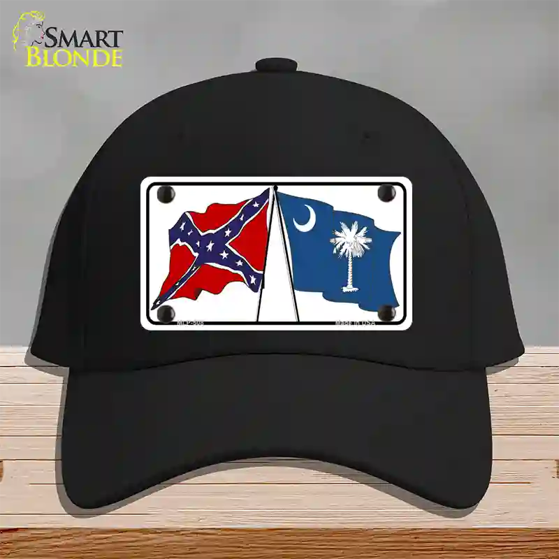 Confederate South Carolina State Flag Novelty License Plate Hat Cotton / Black