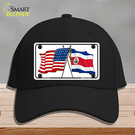 United States Costa Rica Crossed Flags Novelty License Plate Hat Sign Cotton / Black