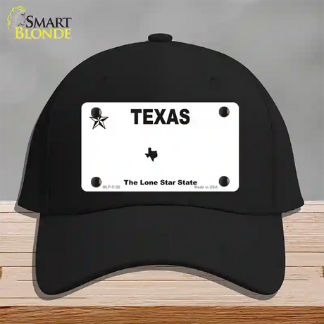 Texas White Blank Novelty License Plate Hat Cotton / Black