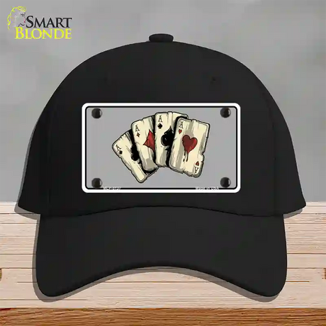 Four Aces Cards Novelty License Plate Hat Cotton / Black