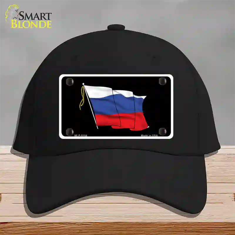 Russian Waving Flag Novelty License Plate Hat Cotton / Black