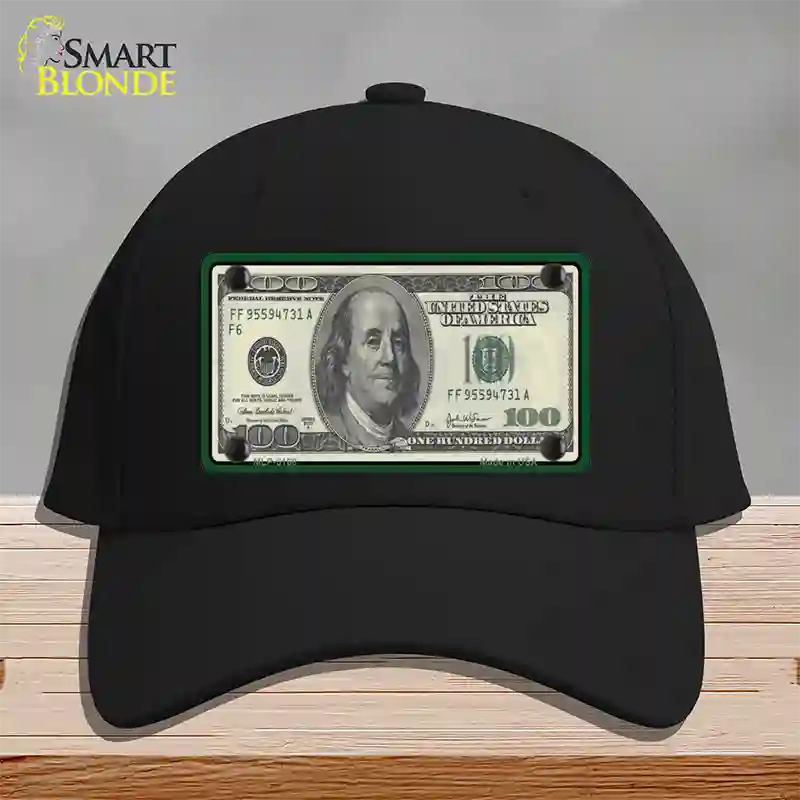 $100 Bill Novelty License Plate Hat Cotton / Black